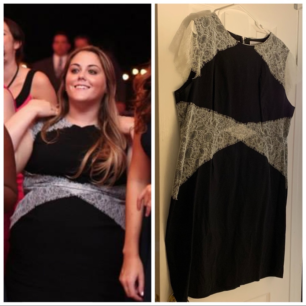 ASOS Curve Paper Dolls Dress Black with White Lace